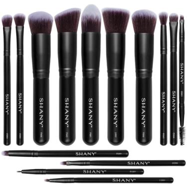 Imagem de SHANY Pincéis de maquiagem – Black Bombshell – Conjunto de pincéis de 14 peças – Base em pó corretivo sombras pincéis de maquiagem – Conjunto completo de pincéis de maquiagem Kabuki em preto - 14