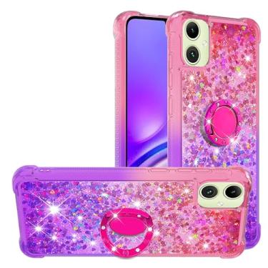 Imagem de Dinglijia Capa fina para Samsung Galaxy A07, capa para Galaxy A06, Quicksand Series Glitter Bling Fluindo Líquido TPU Bumper Quatro Cantos Capa de Proteção para Samsung Galaxy A06/A07, Rosa-Roxo