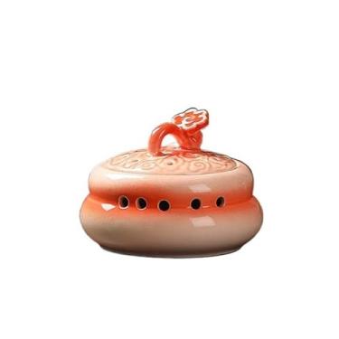 Imagem de porta-vara de incenso Queimador de incenso pequeno criativo vermelho, suporte cerâmica para ambientes internos com tampa e alça