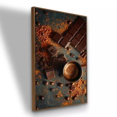 Imagem de Quadro Canvas Café Com Chocolate 90x60 Cm Com Moldura Avelã