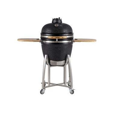Imagem de Churrasqueira Kamado Grande da RASCO Preto c/ grelha aço inox, suporte e mesas. Serve até 15 pessoas Preto