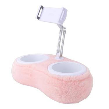 Imagem de Jiawu Suporte para Travesseiro para Tablet, Suporte para Tablet Ajustável Com Tigela de Lanche Removível, Clipe Giratório de 360°, para Leitura e Relaxamento (Tigela dupla rosa claro (4-13 polegadas))