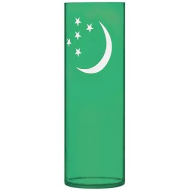 Imagem de Vaso cilíndrico com bandeira do Turcomenistão, vaso de flores de plástico, redondo, fofo, personalizado, floral, moderno, decoração de quarto, 30 cm x 9,9 cm