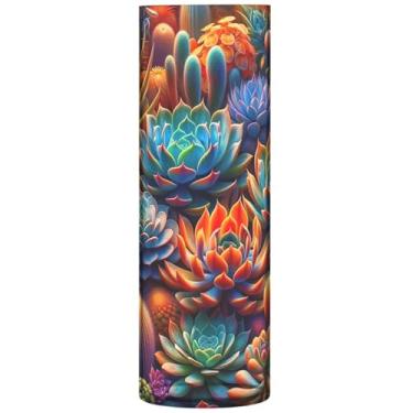 Imagem de Vaso de mesa central cilíndrica para mesa suculentas coloridas e brilhantes, vaso redondo de plástico fofo, decoração de apartamento, estética, 30 x 9,9 cm