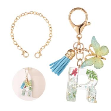 Imagem de Corrente de garrafa para copos Stanley, pingente de letras fofas para copo Stanley com acessórios de borboleta e borla, acessórios de copo compatíveis com Stanley Cup 1,134 g (R)