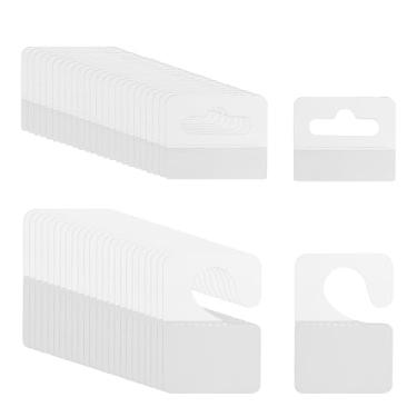 Imagem de PATIKIL Abas para pendurar 1,4 x 2 / 1,2 x 1,6 polegadas, 120 peças de etiquetas transparentes para pendurar abas autoadesivas para pendurar etiquetas de orifício para lojas de varejo, lojas