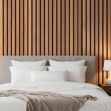 Imagem de Papel De Parede Madeira Ripado Marrom 3D 10m x 45cm Lavável Impermeável Ideal Para Cozinha e Sala