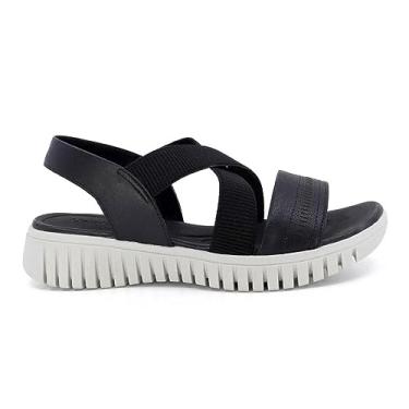 Imagem de Sandália Feminina Plataforma Couro Elástico Preto Usaflex AH0111