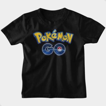 Imagem de Camiseta Infantil Algodão Personalizada Pokemon Go - Techmalhas, Preto