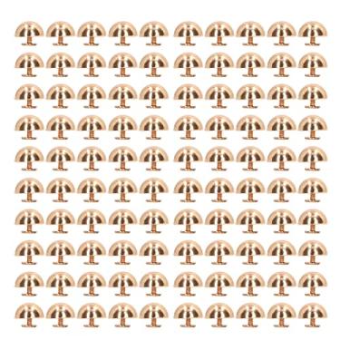 Imagem de Generic Conjunto de 100 Pinos de Cabeça Redonda Em Liga Banhada de Alta Dureza para Bolsa de Roupas de Couro, Rebites Dourados e Prateados para Fantasias Punk Artesanais de Couro, Sapatos, Bolsas (Ouro)