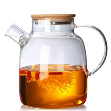 Imagem de Chaleira de Vidro Borossilicato 1,8L com Tampa de Bambu – Resistente ao Calor, Ideal para Chá, Café, Infusões e Bebidas Quentes