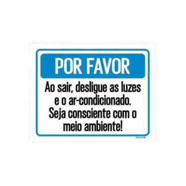 Imagem de Placa Por Favor Desligue As Luzes Meio Ambiente 18X23 - Sinalizo