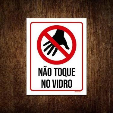 Imagem de Kit 3 Placas Distanciamento Social Não Toque Vidro - Sinalizo.Com