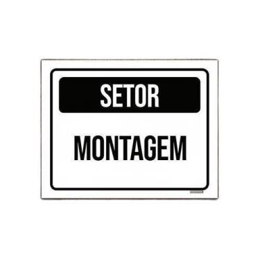 Imagem de Kit 3 Placa Sinalização - Setor Montagem Preta - Sinalizo