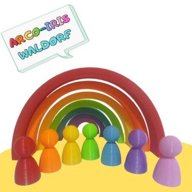 Imagem de Arco-Íris Waldorf 7 peças mais Mini família Colorida - Paes & Almeida