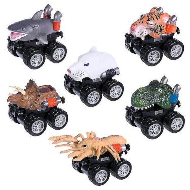 Imagem de Toyvian 6pcs puxar para trás brinquedo do carro animal com roda grande
