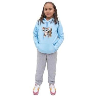 Imagem de Conjunto Moletom Infantil Estampa de Gatinho Menina-Feminino