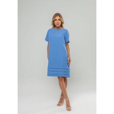 Imagem de Vestido Curto Com Pregas Na Barra Azul Salvatore, P