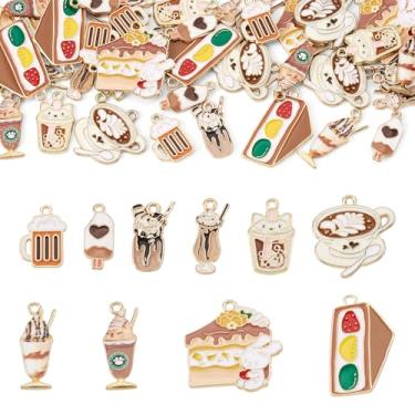Imagem de Beadthoven 40 peças, 10 estilos, amuletos de esmalte misto, xícara de café, chocolate, bolo de leite, sanduíche, boba, bebidas ao leite, fofos, encantos de comida doce, kawaii, mini pingentes para