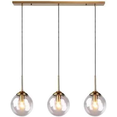 Imagem de Loft Retro Industrial 3 Way Pingente Luz 3-luz Moderna Lâmpada Pendurada De Vidro E14 Luminárias De Teto Ajustável Para Cozinha De Sala De Jantar, Clear