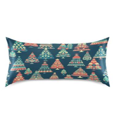 Imagem de Blueangle Fronha de cetim de árvore de Natal para cabelo e pele, fronha de seda, tamanho king (50,8 x 101,6 cm) - Capas de almofada de cetim refrescantes com fecho de envelope (720)