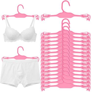 Imagem de SiliFine 100 cabides de sutiã de plástico com clipes de ombro delicados, organizador de roupas íntimas de 25,4 cm para sutiãs, regatas, lingerie, biquíni, maiô e calcinha (rosa)