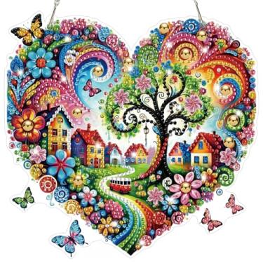 Imagem de Bowetile Kits de pendurar arte de diamante para adultos, pintura de diamante, formato especial 5D, pingente de diamante, enfeite de janela, presentes para decoração de parede de porta de casa-JS054