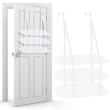 Imagem de Booson Pacote com 2 prateleiras de 3 camadas acima da porta, suporte de secagem, organizador de sala plana para lavanderia, perfeito para pequenos espaços, apartamentos, dormitórios e banheiros
