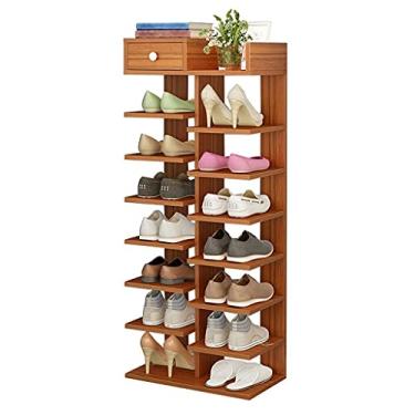Imagem de 5sssallefaa Sapateira de porta 8 níveis sapateira de madeira organizador de sapatos organizador de sapatos rack de armazenamento de economia de espaço sapateira organizador de sapatos (cor: A) (B)