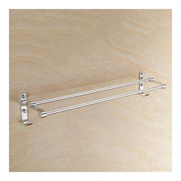 Imagem de CGKs6anmU Suporte de toalha de banheiro 30 ~ 80 cm com 2 ganchos de parede espaço de alumínio toalheiro impermeável prateleira com barra dupla para banheiro cozinha 1030 (tamanho: 500 mm) (600 mm)