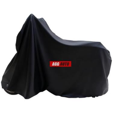 Imagem de AggAuto Capa para motocicleta, proteção à prova d'água, capa de scooter, pequena lona de ciclomotor de motocicleta de 243 cm de altura com furos de bloqueio, acessórios de motor pretos