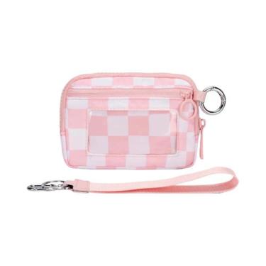 Imagem de Carteira Feminina Xadrez Preta Com Janela Para Documento, Bolso Para M