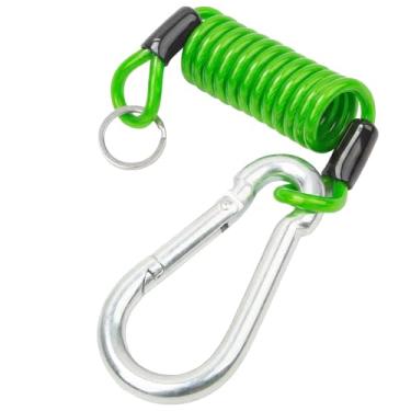 Imagem de Cabo de reboque Breakaway 1,2 m verde – Fio de segurança enrolado com mola de aço inoxidável resistente com pino, cabo de freio de emergência para trailer, trailer, utilitário, cavalo e acessórios de