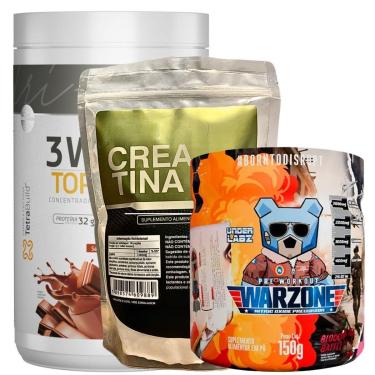 Imagem de Kit Whey 3W Body Action + Warzone Under Labz + Creatina 500g-Unissex