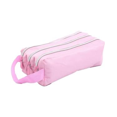 Imagem de Estojo Escolar Triplo Grande 3 Divisórias Feminino Masculino Faculdade Jovem Curso Volta as aulas (ROSA CLARO)