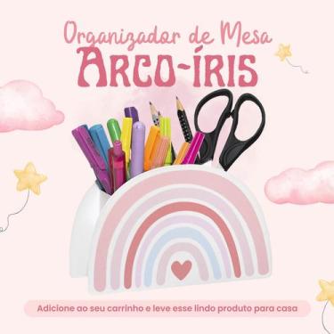 Imagem de Organizador De Mesa Arco Iris Multiuso Porta Treco Colorido Porta Lápi