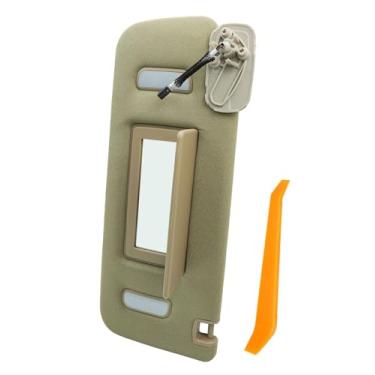 Imagem de 22850306 Viseira de sol iluminada do lado esquerdo do motorista bege com luz e espelho de maquiagem apto para Chevrolet Avalanche Silverado Suburban Tahoe GMC Sierra Yukon Cadillac Escalade 2007-2014