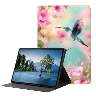 Imagem de DHEEBFWE Capa para Samsung Galaxy Tab A11 Plus/A9 Plus 28 cm 2025/2023, capa fina de couro PU leve com despertar/hibernar automaticamente, ângulos de visualização ajustáveis. Flor beija-flor