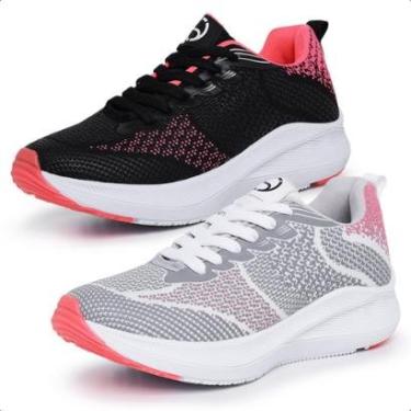 Imagem de Kit 2 Pares Tênis Esportivo Academia Treino Musculação Caminhada Feminino-Feminino