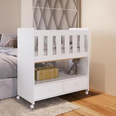 Imagem de Mini Berço 2 Gavetas com Colchão Moisés Completa Móveis, Branco