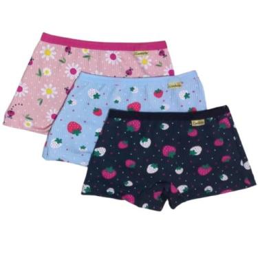 Imagem de Kit 3 Calcinhas box shortinho estampado infantil feminina Mavique, Mul