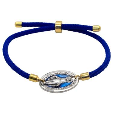 Imagem de Pulseira de medalha católica | Estilo de cordão ajustável | Joias religiosas devocionais para homens e mulheres | Ótimo presente para a primeira comunhão e confirmação, One Size, Metal, Sem Pedra