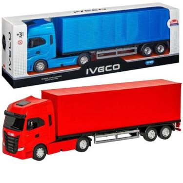 Imagem de Caminhão de Brinquedo Iveco Baú que Abre 47cm Usual - Iveco Hi-Way, Co