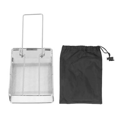 Imagem de Torradeira portátil de aço inoxidável com alça longa para piqueniques ao ar livre, caminhadas e fogueira, compacta e leve (inclui bolsa de armazenamento)