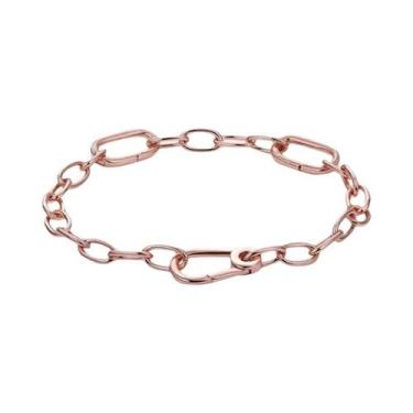 Imagem de Pulseira Feminina De Prata Esterlina 925 Banhada a Ouro Rosê Com Mini 