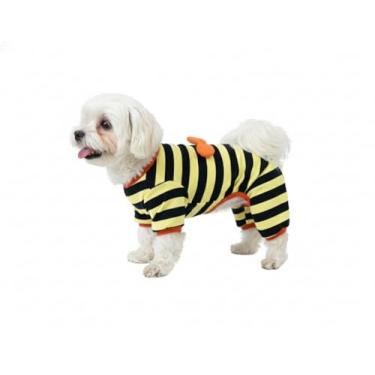 Imagem de Roupa para Cães e Gatos, Macacão Pijama Inverno Espacial Neon abelhinha com asinhas, Roupa para Frio, Confortável, 100% Algodão Macio, Não Aperta Conforto com Estilo. (Abelhinha Asas, P)