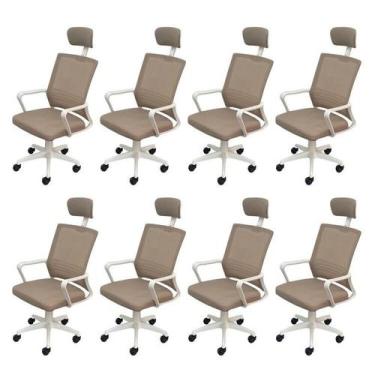 Imagem de Kit 8 Cadeiras Escritório Presidente Tela Mesh Lyon - Espresso Móveis