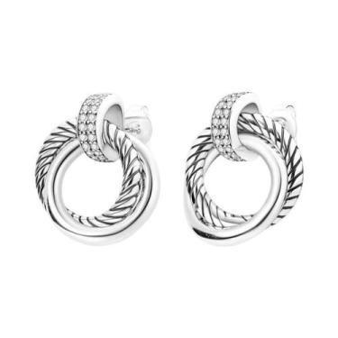 Imagem de Brincos De Prata 925 Estrela E Lua Com Design Moderno Entrelaçado Para