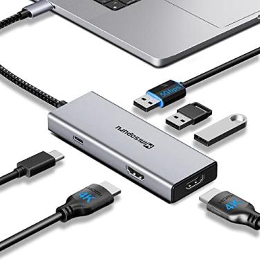 Imagem de Minisopuru Adaptador de monitor duplo para estação de ancoragem USB C 6 em 1, hub USB C, adaptador HDMI duplo para 2 monitores com 3USB, porta de carregamento PD, estação de ancoragem de laptop para