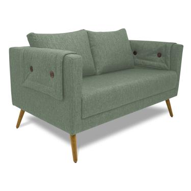 Imagem de Sofá Namoradeira 2 Lugares Paris D07 Linho Mescla Verde - D'Rossi